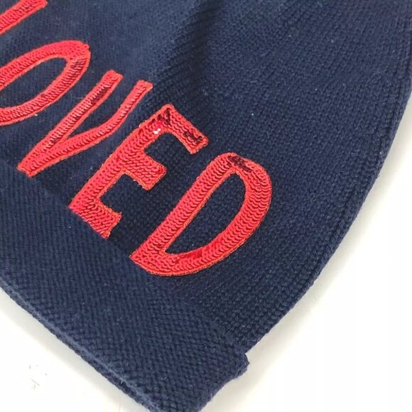 GUCCI Sequin Love logo LOVED beanie hat knit hat knit cap Knit hat wool Navy main image 7